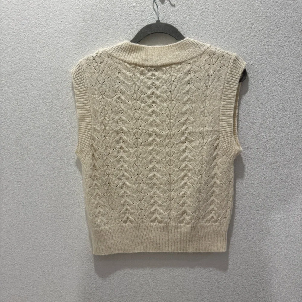 Zara Cream Cable Knit Sweater Vest - Picture 2 of 7